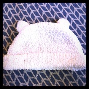 Fluffy White Baby Gap Teddy Bear Hat